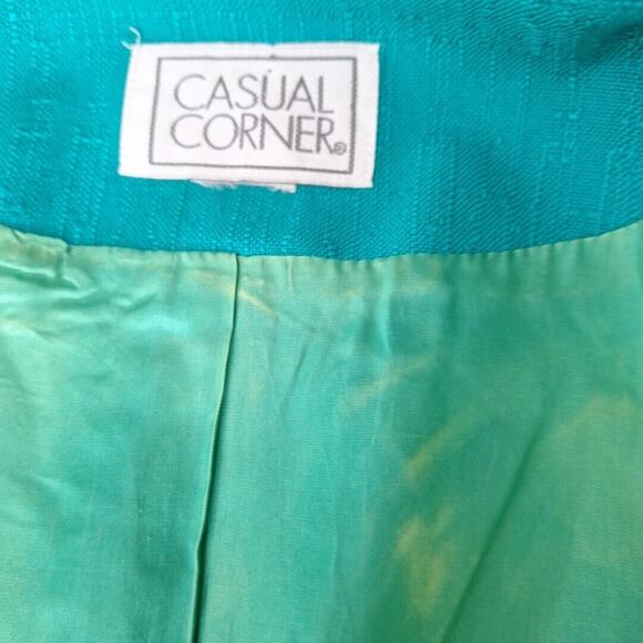 Vintage 80s/90s Teal Short Sleeve Gold Button Blazer Jacket Size Medium Career - Picture 4 of 8